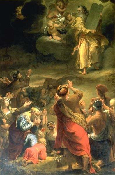 Ferdinand bol Mozes toont de Israelieten de Tafelen der Wet Norge oil painting art